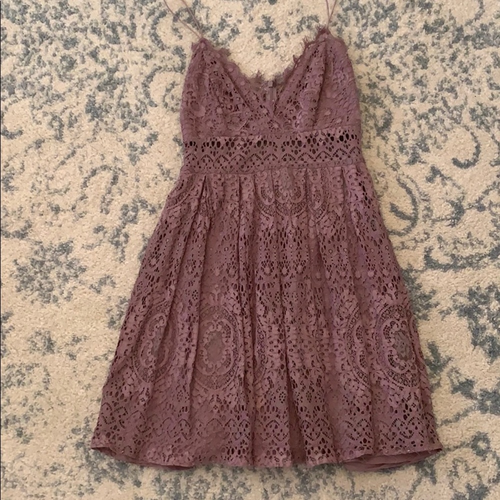 ASOS Custom mauve lace sleeveless mini dress